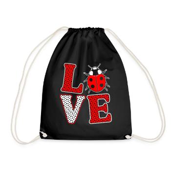 Love Funny Ladybug Entomology Coccinellidae - Drawstring Bag - black - Front