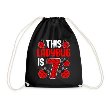 Funny Ladybug 7th Birthday Girl Entomology Insect - Drawstring Bag - black - Front