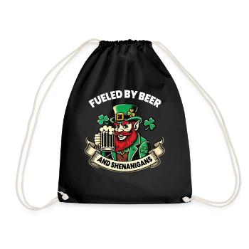 St. Patrick's Day Lustiger Leprechaun Mit Bier - Turnbeutel - Schwarz - Vorne