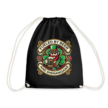 St. Patrick's Day: Angetrieben Von Bier - Turnbeutel - Schwarz - Vorne