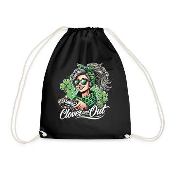 Saint-Patrick Gamer style Girl trèfle et dehors - Sac de sport léger - noir - Devant