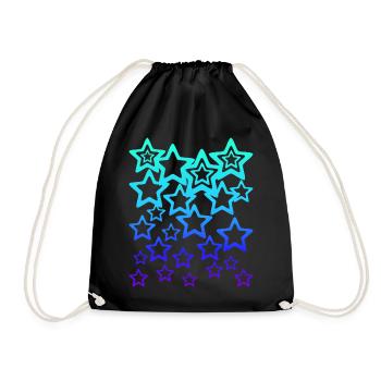 Many blue stars, star pattern - Drawstring Bag - black - Front