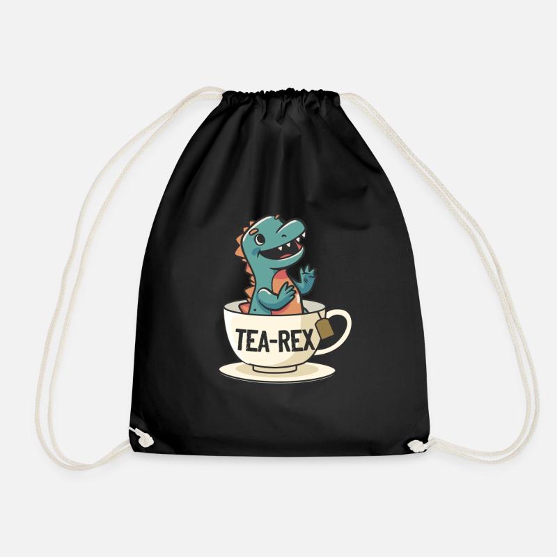 Funny Dinosaur Tea-Rex Dinosaur - Turnbeutel - Schwarz