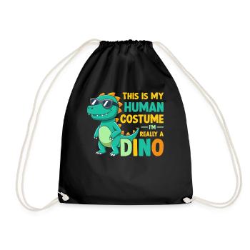 Funny Dinosaur - This Is My Human Costume I'm - Drawstring Bag - black - Front