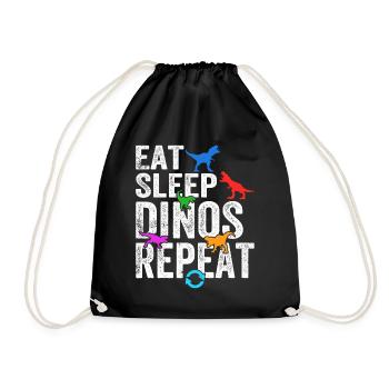 Eat Sleep Dinos Repeat - Dinosaur Dino Lover - Drawstring Bag - black - Front