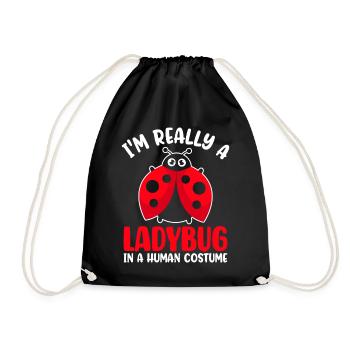 Funny Ladybug Coccinellidae Small Beetles - Drawstring Bag - black - Front
