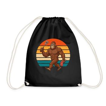 Funny Bigfoot Grinng Retro BBQ Barbecue Gilling - Drawstring Bag - black - Front