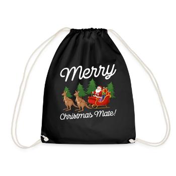 Merry Christmas Mate Funny Christmas Xmas Joke - Drawstring Bag - black - Front