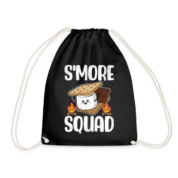 Smore Squad Funny Marshmallow Graham Crackers - Drawstring Bag - black - Front