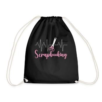 Scrapbooking Funny Heartbeat Hobbyist Handmade - Drawstring Bag - black - Front