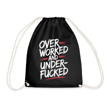 Edgy Overworked and Underfucked Graffiti Style - Drawstring Bag - black - Front