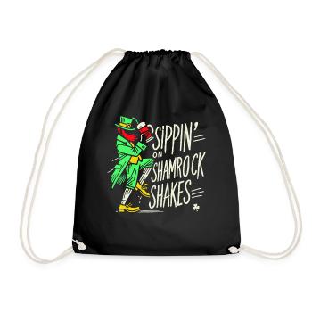 Sippin' On Shamrock Shakes St. Patrick's Day - Turnbeutel - Schwarz - Vorne