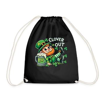 clover and out St. Patrick's Day fun - Drawstring Bag - black - Front