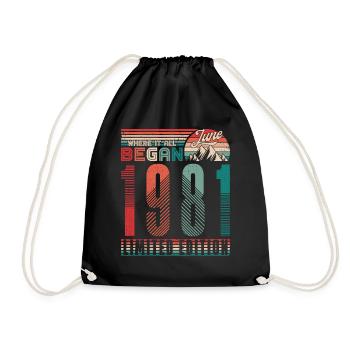 Anniversaire 1981 Vintage Juin Cadeau Rétro - Sac de sport léger - noir - Devant