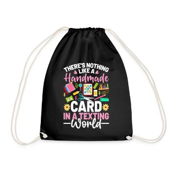 Handmade Card Scrapbooking Funny Paper Crafting - Drawstring Bag - black - Front