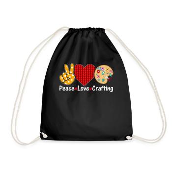 Peace Love Crafting Funny Card Making Hobbyist - Drawstring Bag - black - Front