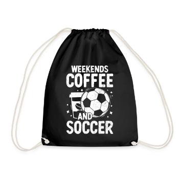 Wochenende Kaffee und Fußball Lustiger Fußball Kaffee - Turnbeutel - Schwarz - Vorne