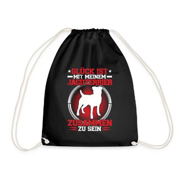 With my hunting terrier his German hunting dog - Drawstring Bag - black - Front
