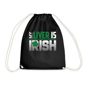 St Patrick's Day My Liver Is Irish - Drawstring Bag - black - Front