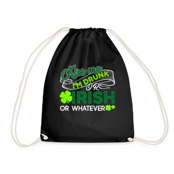 St Patrick's Day Kiss Me I am Irish - Drawstring Bag - black - Front