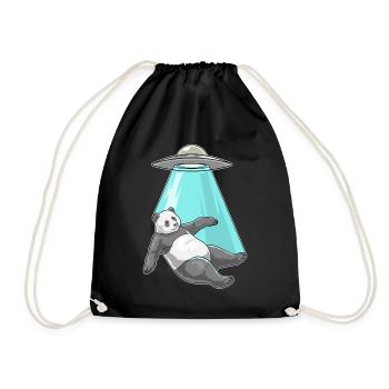 Panda Spaceship Space - Drawstring Bag - black - Front