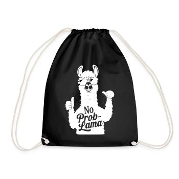 No ProbLlama Lustiges Lama Wortspiel Niedliches Tier - Turnbeutel - Schwarz - Vorne