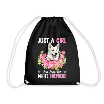 Just A Girl Who Loves Her White Shepherd Funny - Drawstring Bag - black - Front