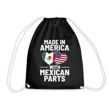 Hergestellt in Amerika mit mexikanischen Teilen USA Mexiko - Turnbeutel - Schwarz - Vorne