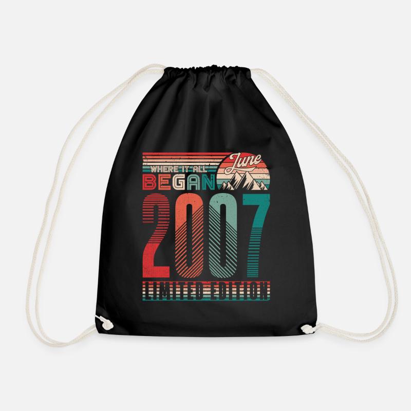 Geburtstag 2007 Jahrgang Juni Retro Geschenk - Turnbeutel - Schwarz