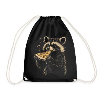 Raton laveur mangeant de la pizza - Sac de sport léger - noir - Devant
