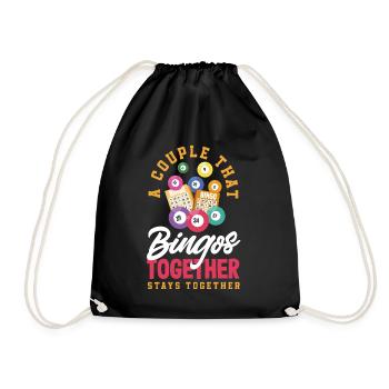 A couple playing bingo together - Drawstring Bag - black - Front