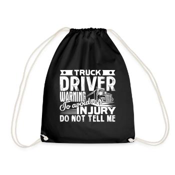 Truck Driver Truck Driver Warning - Drawstring Bag - black - Front