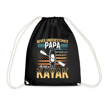 Never underestimate Papa with a kayak - Daddy - Drawstring Bag - black - Front