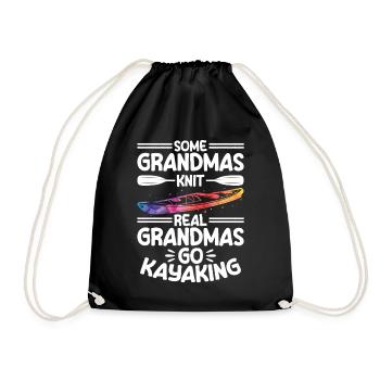 Some grandmas knit real grandmas go kayaking - Turnbeutel - Schwarz - Vorne