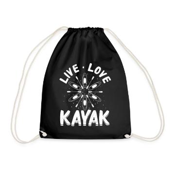 Kayaker Canoeing Kayaking Lover - Live Love Kayak - Drawstring Bag - black - Front