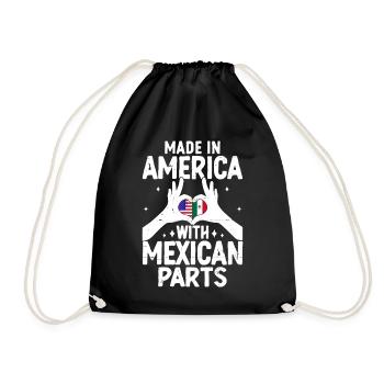 Made In America Mit mexikanischen Teilen Lustig Amerikanisch - Turnbeutel - Schwarz - Vorne