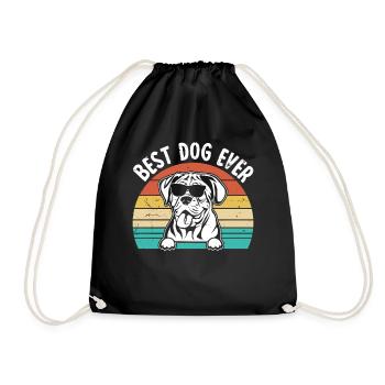 Best Dog Ever Retro Mastiff Dog Bullmastiff Large - Drawstring Bag - black - Front