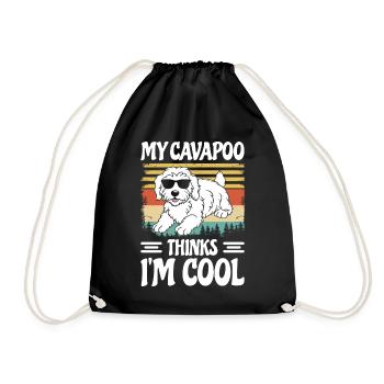 Funny Cavapoo Furry Dog Cavadoodle Funny Puppy - Drawstring Bag - black - Front