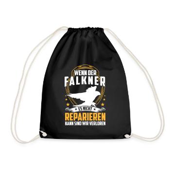 Falconer can fix it hawking falconry - Drawstring Bag - black - Front