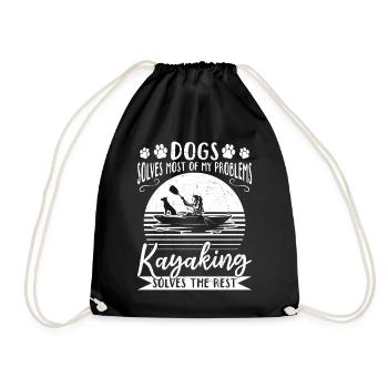 Dogs Solve Most Of My Problems Kayaking Solves The - Drawstring Bag - black - Front