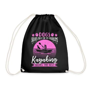 Dogs Solve Most Of My Problems Kayaking Solves The - Drawstring Bag - black - Front