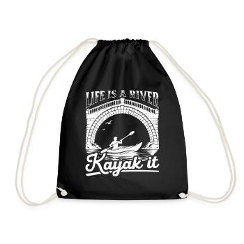 Watersports Kayaking - Life is a river Kayak it - Turnbeutel - Schwarz - Vorne