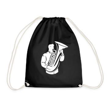 Tuba Player Sketch - Drawstring Bag - black - Front