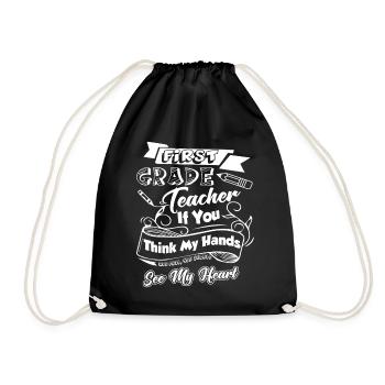 1st Grade Teacher 1st Grade Teacher Full Heart - Drawstring Bag - black - Front