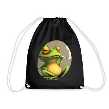 Trippy Frosch meditiert: Kiffer im Quak‑Modus - Turnbeutel - Schwarz - Vorne