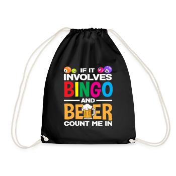 Wenn Es Bingo Und Bier Gibt Zähl Mich Ein - Turnbeutel - Schwarz - Vorne