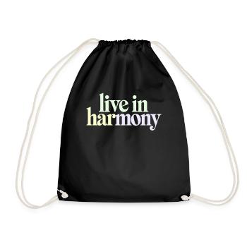 Live In Harmony Inspirational Spirituality Quote - Drawstring Bag - black - Front