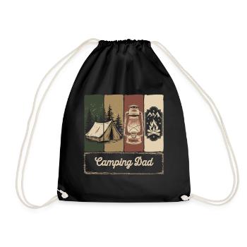 Camping Dad – Vintage Lagerfeuer & Outdoor - Turnbeutel - Schwarz - Vorne