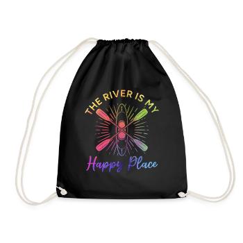 Kayaking Lover Kayaker - The river is my happy - Drawstring Bag - black - Front