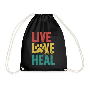 Vivre l’amour guérir drôle médecine vétérinaire rétro - Sac de sport léger - noir - Devant
